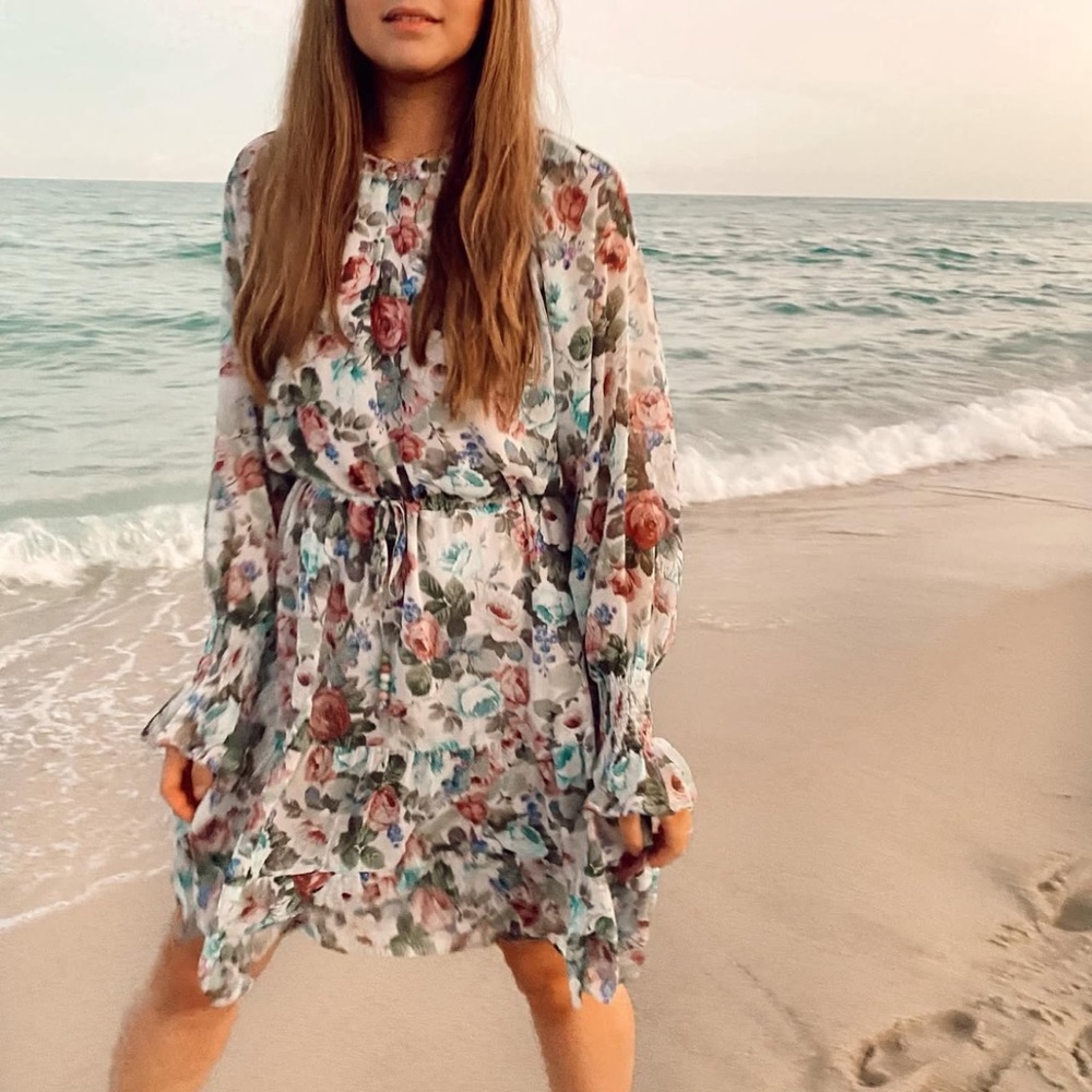 Chic Floral Chiffon Mini Dress